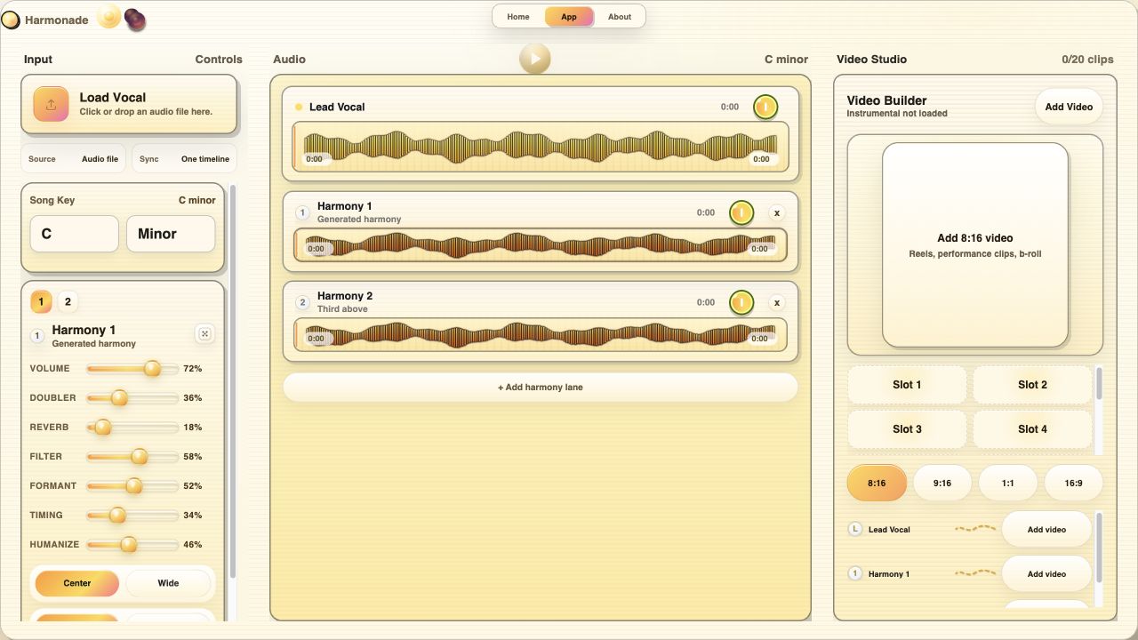 Harmonade app interface preview